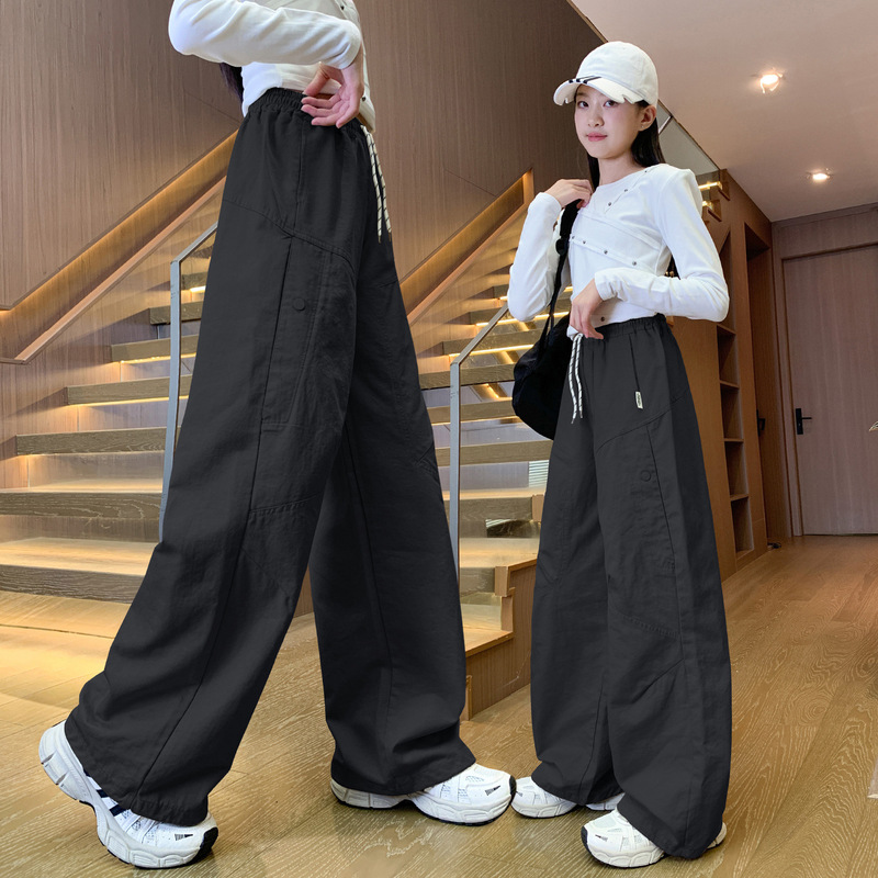 女童休闲长裤秋装儿童女孩洋气裤子2025新款春秋中大童宽松运动裤|undefined