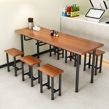 工厂食堂餐桌椅组合4人6人8人挂凳长方形简易餐桌饭店快餐桌椅