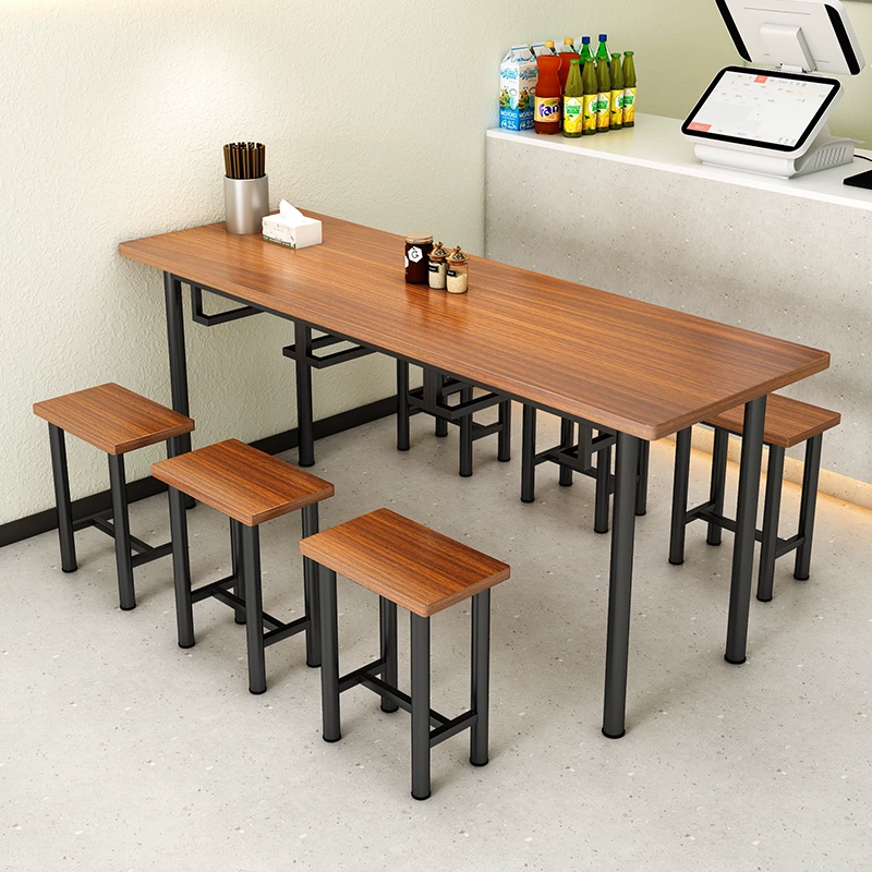 Комбинация обеденного стола и стула для заводской столовой на 4 человека, 6 человек, 8 человек, подвесной табурет, простой прямоугольный обеденный стол, обеденный стол и стулья для быстрого питания в отеле.