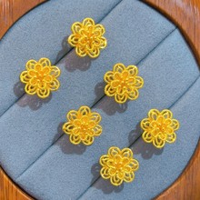 花朵沙金耳钉仿真黄金海棠花结婚订婚三金假五金轻奢婚嫁批发