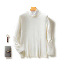 秋冬加厚羊毛衫男半高领商务休闲套头毛衣宽松百搭精纺羊毛打底衫