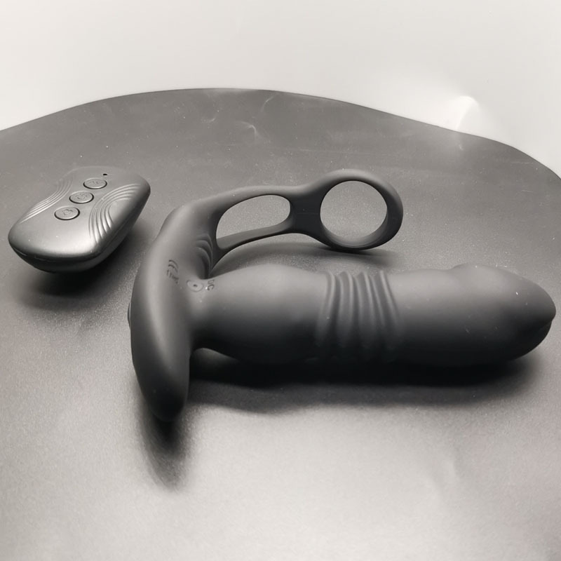 Dubbele ringslot sperma telescopische vestibulaire anale plug vibrator voor mannelijke prostaat massager trainingsapparaat_voghion.com