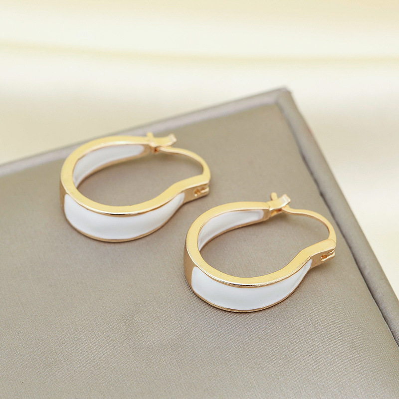 1 Pair Simple Style Round Enamel Alloy Earrings display picture 4