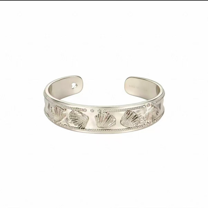Sanhong Jewelry's same style "Ocean" titanium gold shell embossed vintage bracelet designer piece for women, light luxury Sanhong Jewelry's same style "Ocean" titanium gold shell embossed vintage bracelet designer piece for women, light luxury