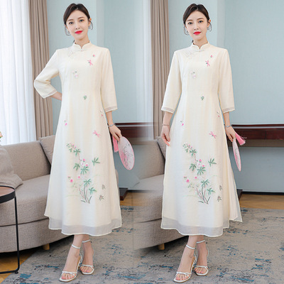 Chinese Dresses Qipao for women  high-end cheongsam Mr Diane female to improve Chinese style restoring ancient elegant temperament long dress
