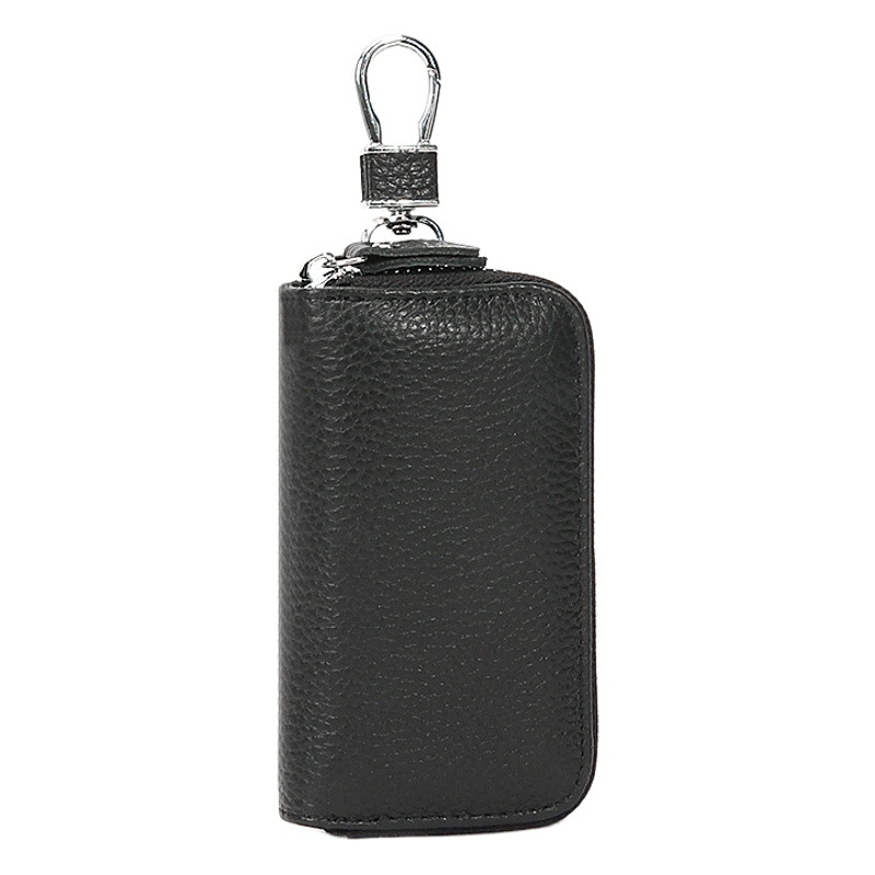Foreign Trade First-Layer Cowhide Car Key Bag for Women Genuine Leather Household Waist Hanging Zipper Key Bag Wholesale Key Cover for Men