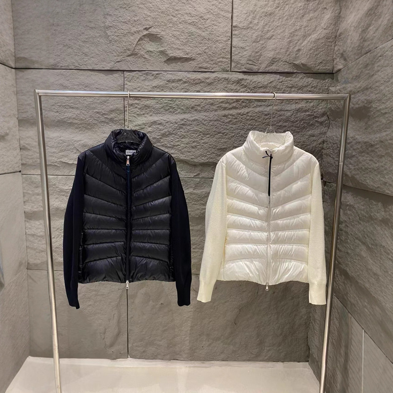 Mengjia 25-Year Knit Patchwork down Jacket for Women, Stand Collar, Lightweight Mengkou down Coat, Mid-Length Style