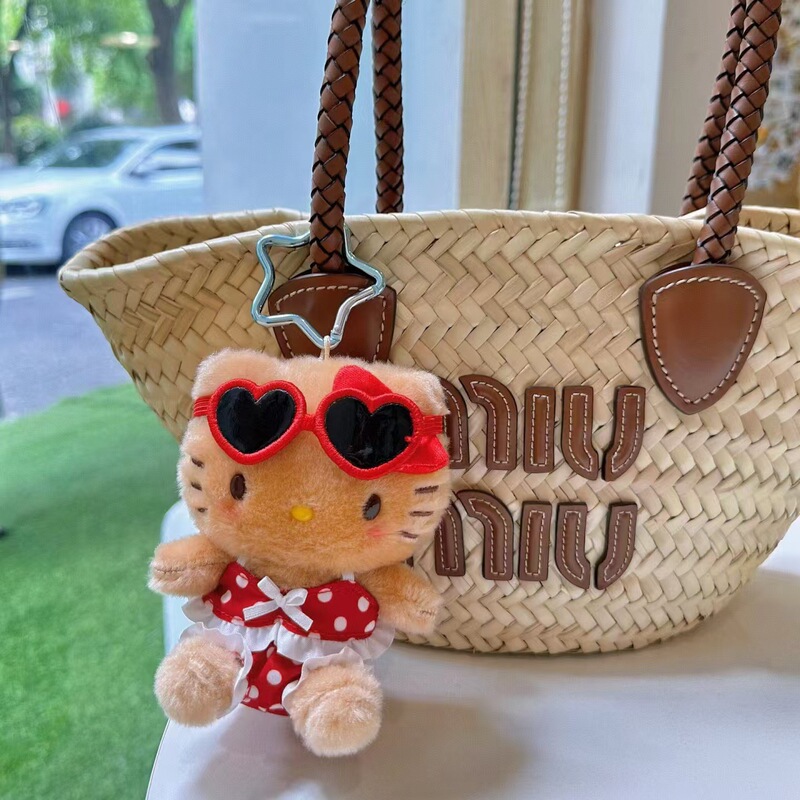 サンリオ島リゾートシリーズ黒皮kittyぬいぐるみパハ犬人形ペンダントキーホルダー|undefined
