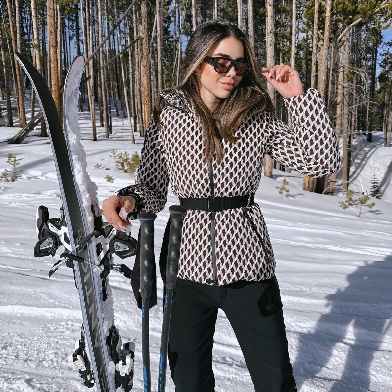 2025 Cross-Border European and American Clothing Aliexpress Popular Warm Cotton Jacket with Belt Long-Sleeved Ski Cotton Jacket