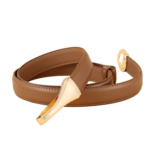 Genuine leather belt for women, slim belt for dresses, versatile leather belt for suits, thin fashion belt for women