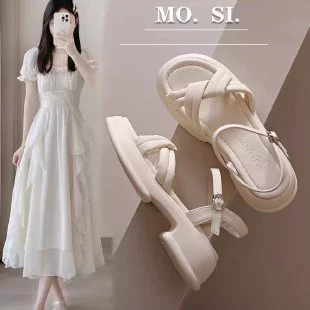 Интернет-красные босоножки на толстой подошве женские 2025 новые летние дикие модные повседневные римские сандалии женские