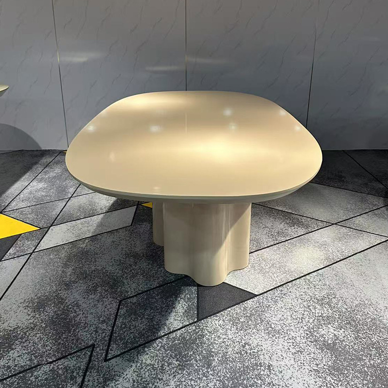 家用客厅餐厅椭圆型桌子现代简约休闲洽谈桌意式轻奢奶油风餐桌|undefined