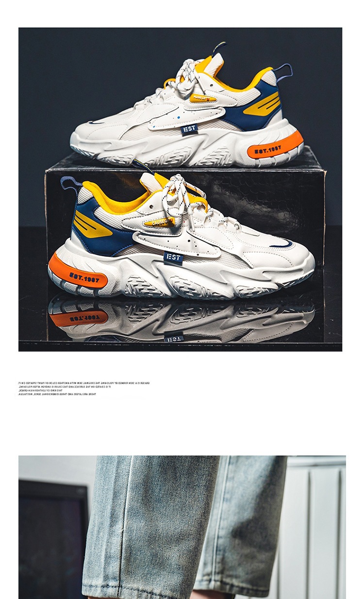 Spring Youth Outwear Mesh Men's Sports Colored Casual Single Student New Thick Sole Small White Shoes_voghion.com