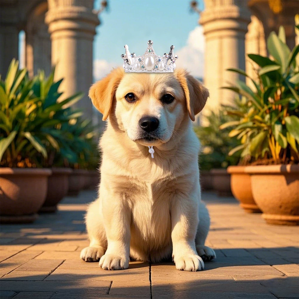 Новая корона Amazon, аксессуары для домашних животных, платье для дня рождения собаки, милая корона, тиара, регулируемая веревка