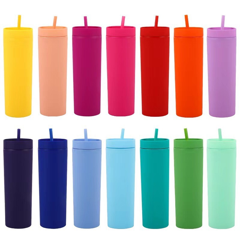 Cross-border Fashion 16oz Plastic Straight Tube Cup Outdoor Sports Water Bottle Accompanional Coffee Cup Portable Straight Cup for Men and Women Cross-border Fashion 16oz Plastic Straight Tube Cup Outdoor Sports Water Bottle Accompanional Coffee Cup Portable Straight Cup for Men and Women