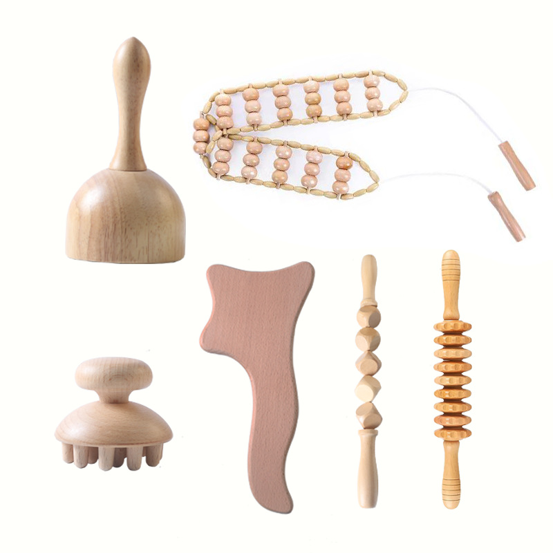 Taza sueca de madera haya traje tratamiento rodillo masajeador raspado alivio muscular cuerpo que forma la herramienta