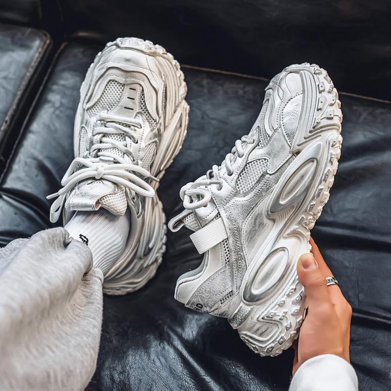 Red transfronteriza de cuatro estaciones, guerrero negro, zapatos deportivos de color transpirables, zapatos de papá de nicho, zapatos viejos de celebridades de Internet para estudiantes, zapatos de hombre