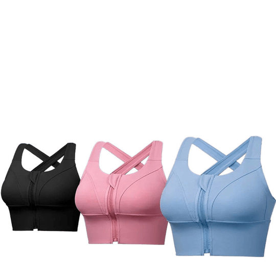 Large Size Front Zipper Sports Bra Women's Fitness Yoga Vest Shock-Proof Big Breast Fat mm Running Bra Cross-Border Manufacturer