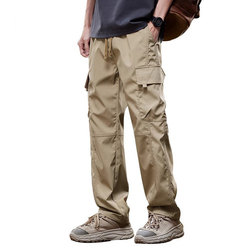 2025 Cross-Border New Cargo Pants Casual Long Pants Drawstring Pocket Labor Protection Reinforced Wear-Resistant Work Pants Manufacturer in Stock