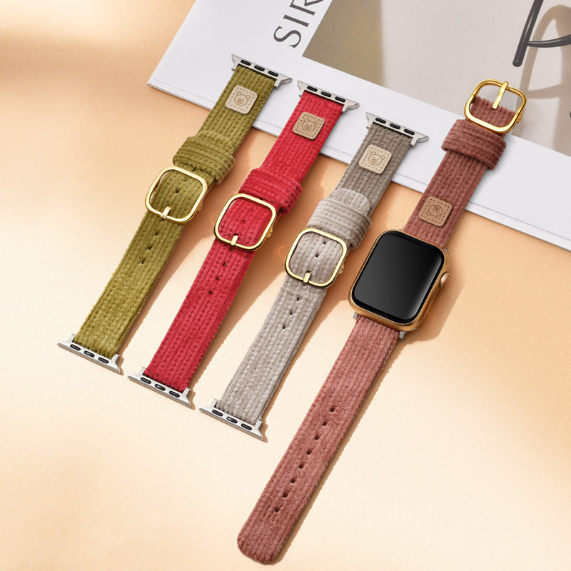 New for Apple Watch S10applewatch987654 Leather Strap Autumn and Winter Soft Velvet 20mm