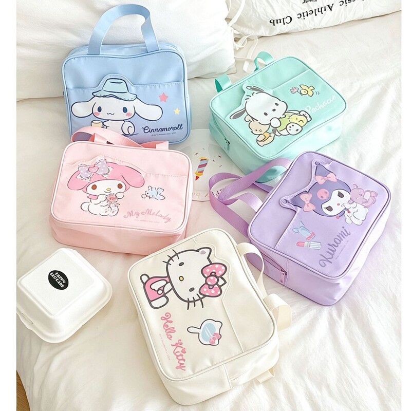 Sanrio Officially Authorized Family Series Portable Makeup Bag, Cute Cartoon Storage Box, Travel Handbag, New Product