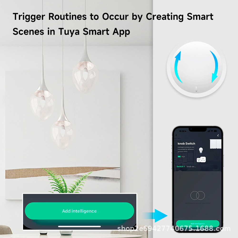 Zigbee涂鸦旋钮场景开关App远程控制调光无线情景随意贴按键开关