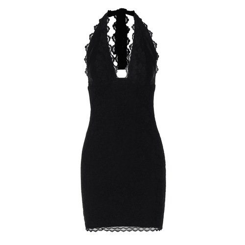 2025 Summer New Cross-border European and American Women's Fashion Sexy Halter Lace Split Slimming Bodycon Dress for Women 
