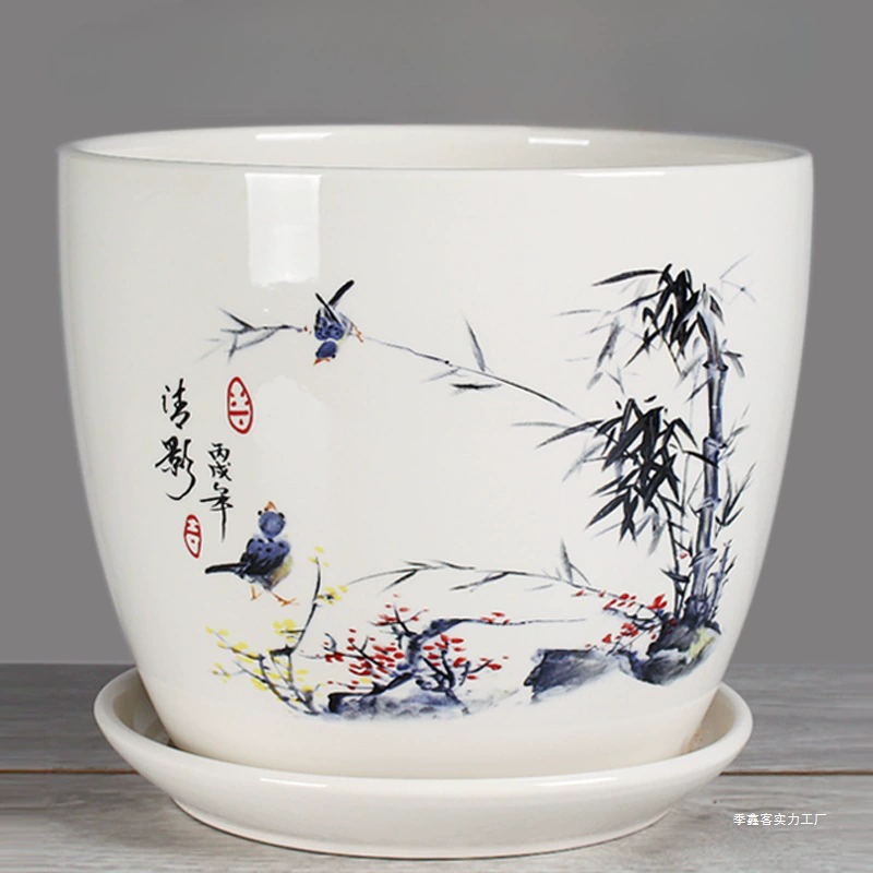 Большой керамический цветочный горшок, очень большой цветочный горшок оптом для комнатных суккулентов и подвесных растений, средний цвет.