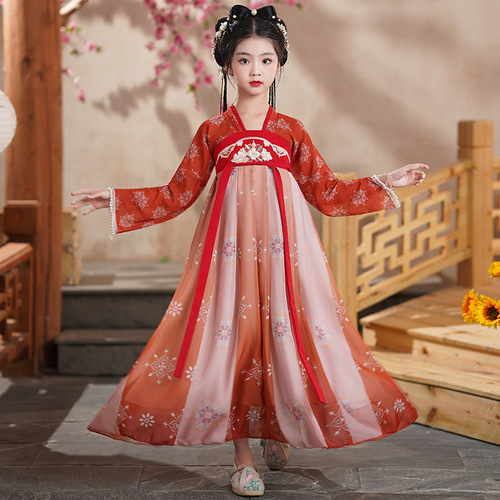 Girls Hanfu Summer  New Ancient Style Super Fairy Children's Dress Ancient Costume Princess Dress Classical Dance Performance Costume