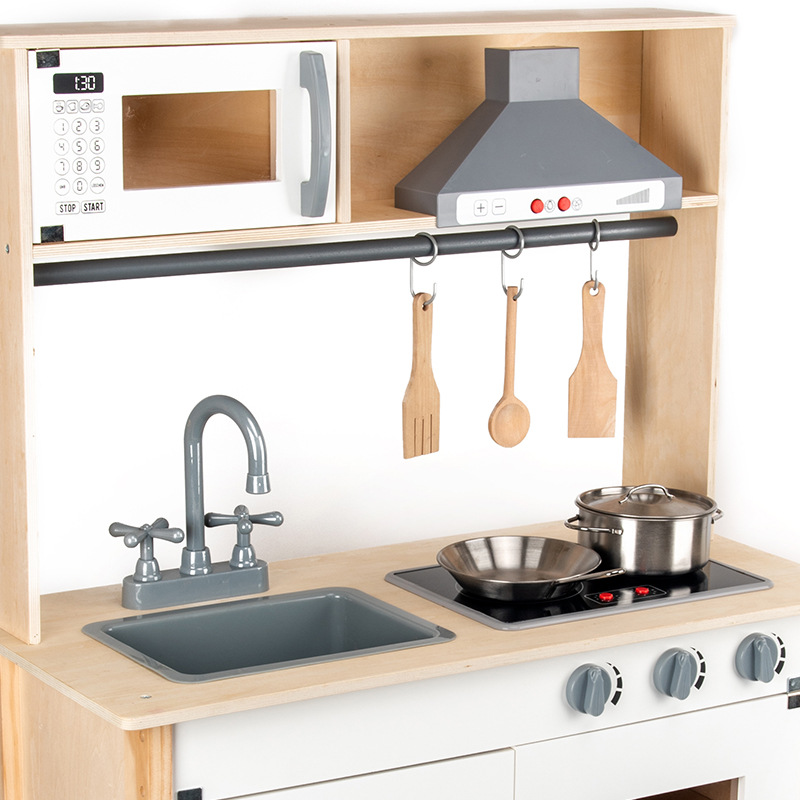 NUNUKIDS Estilo nórdico Juego de juguetes de cocina para niños Juego de cocina para niñas Cocinar y cocinar Simulación de utensilios de cocina Casa de muñecas