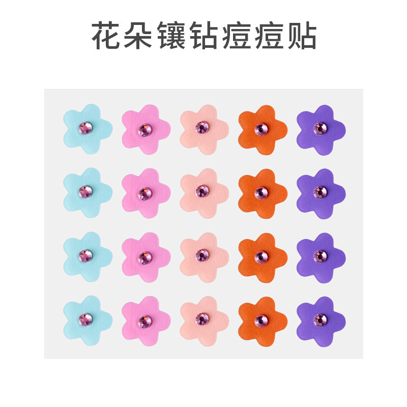 다이아몬드가 박힌 꽃잎 5가지 색상(스티커 20개/시트)