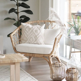Balcony Rattan Chair Set Leisure Chair Sofa Chair Real Rattan Simple Chair Lazy Chair Hand-Woven Rattan Chair