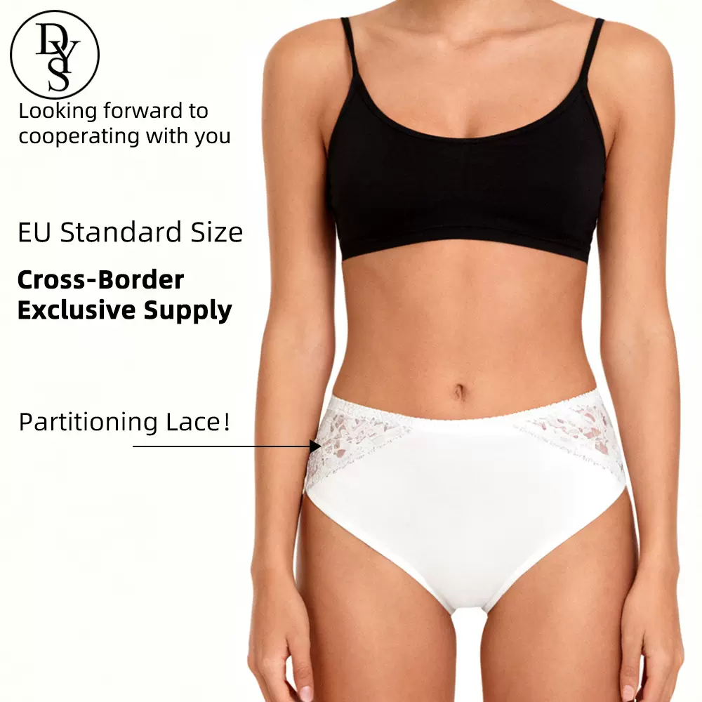 跨境新款纯棉蕾丝内裤女中腰高品质大码性感透气双层底档三角裤女