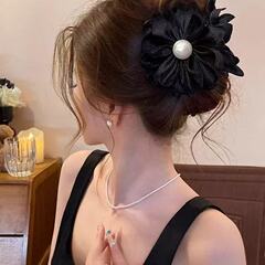 ファブリックフラワーパールヘアピン夏新鮮で優しく甘いサメクリップインハイエンド気質ヘアクリップヘアアクセサリー