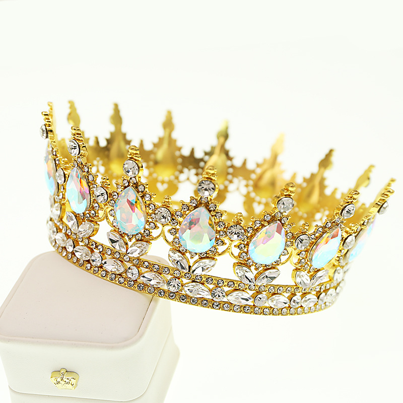 200g Weight Women's Lady Queen Crown Alloy Rhinestone Plating Crown