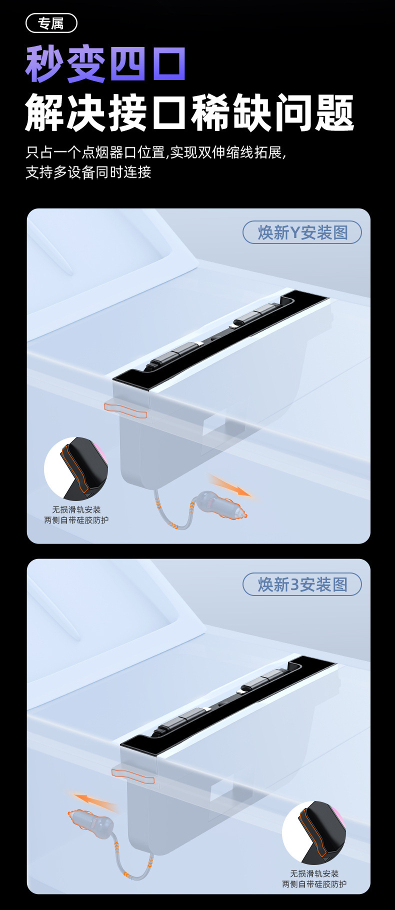 2025 Suitable for Tesla Docking Station Rainbow Ambient Light 120W Fast Charging Car Charger Dock Colorful
