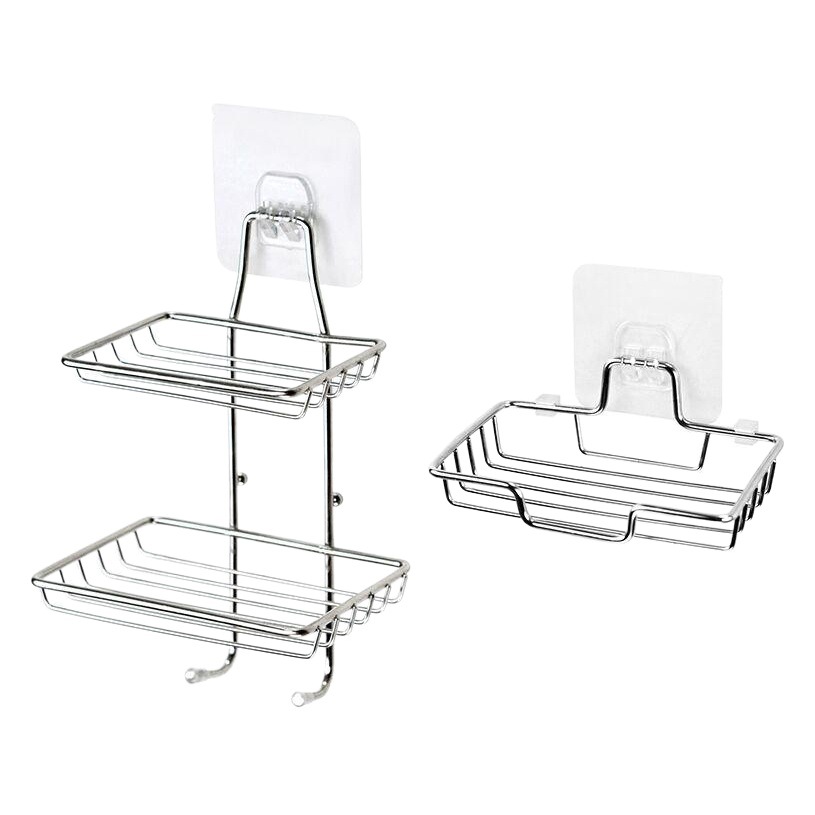 Estante de jabón de acero inoxidable baño drenaje ponche-caja de jabón libre baño estante montado en la pared estante de jabón al por mayor