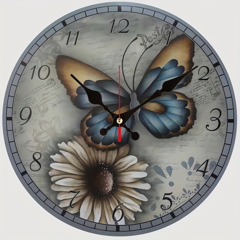 Reloj de pared sin marco con mariposa/animal, reloj simple de tablero de densidad, decoración para sala/comedor, venta directa de fábrica