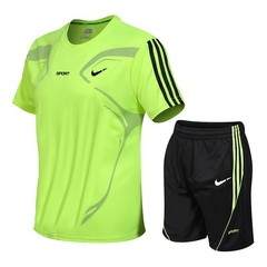 2025 スポーツスーツメンズジム速乾性カジュアルサッカーランニングトレーニング服半袖ショーツ春と夏