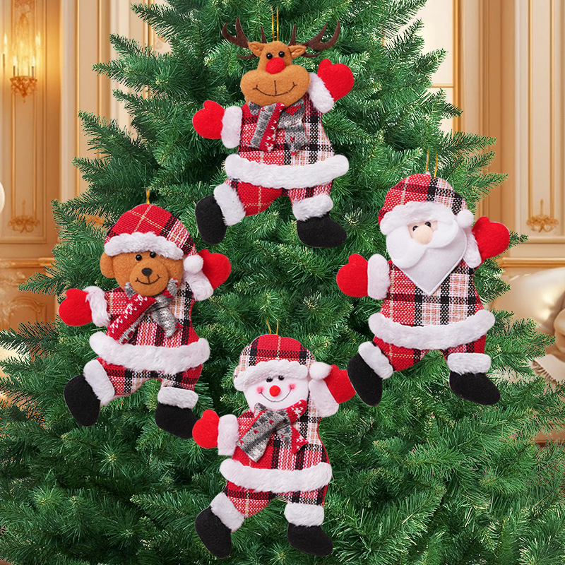 Navidad adornos árbol de Navidad accesorios pequeña muñeca bailando viejo muñeco de nieve ciervos oso tela muñeca colgante regalo