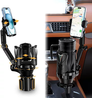 Cross-Border Upgraded Car Water Cup Holder with Adjustable Telescopic Rod, Car Cup Holder and Navigation Phone Holder (Car phone holder) - upgraded-base-mobile-phone-holder