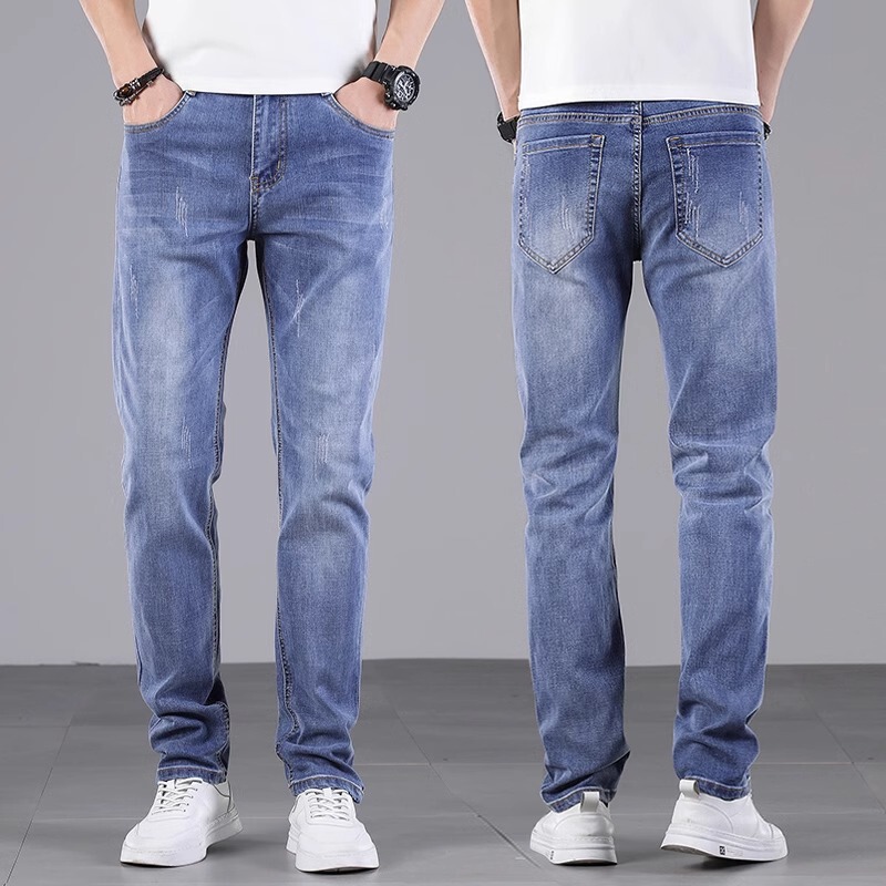 2026 Spring and Summer High-End Slim-Fit Light Blue Straight-Leg Jeans for Men, Casual Thin Long Pants 2026 Spring and Summer High-End Slim-Fit Light Blue Straight-Leg Jeans for Men, Casual Thin Long Pants