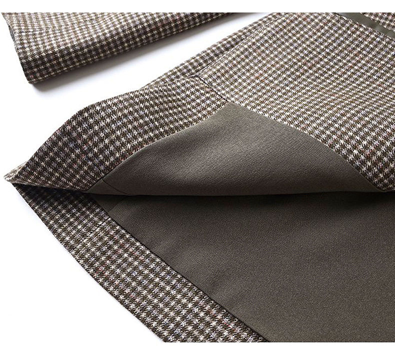 Áo vest nữ dáng trung dài họa tiết kẻ ô, tay dài cổ vest một hàng khuy — Xanh lá cây nhạtcolor chi tiết 16