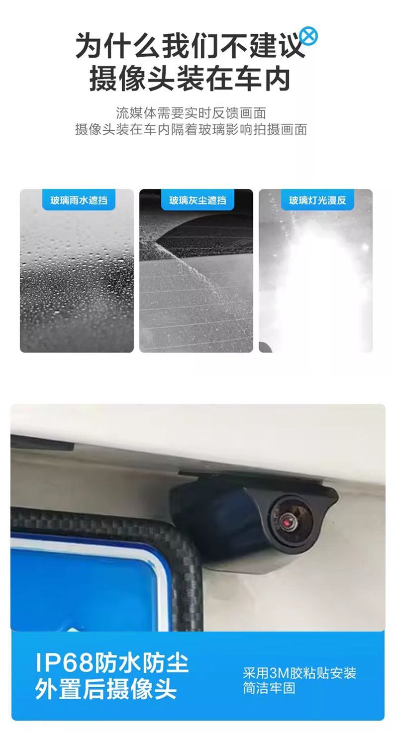 Digital Streaming Rearview Mirror Dash Cam with 60 Frames Per Second, Dedicated Replacement Model with Dual Front and Rear Cameras for Parking Monitoring