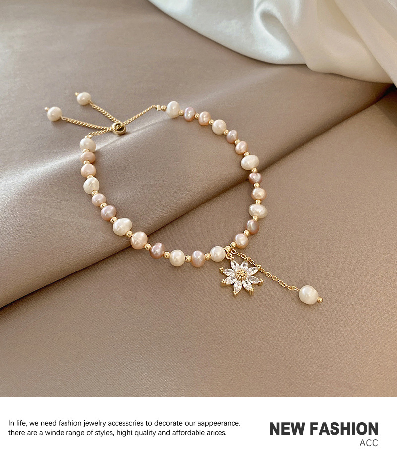 fashion freshwater pearl bracelet design flower zircon copper bracelet wholesalepicture3