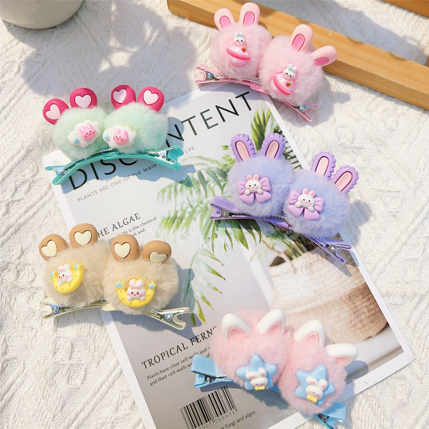 Star Moon Rabbit Set, Prick Ears, Hair Ball Hairpin, 10 starting shots