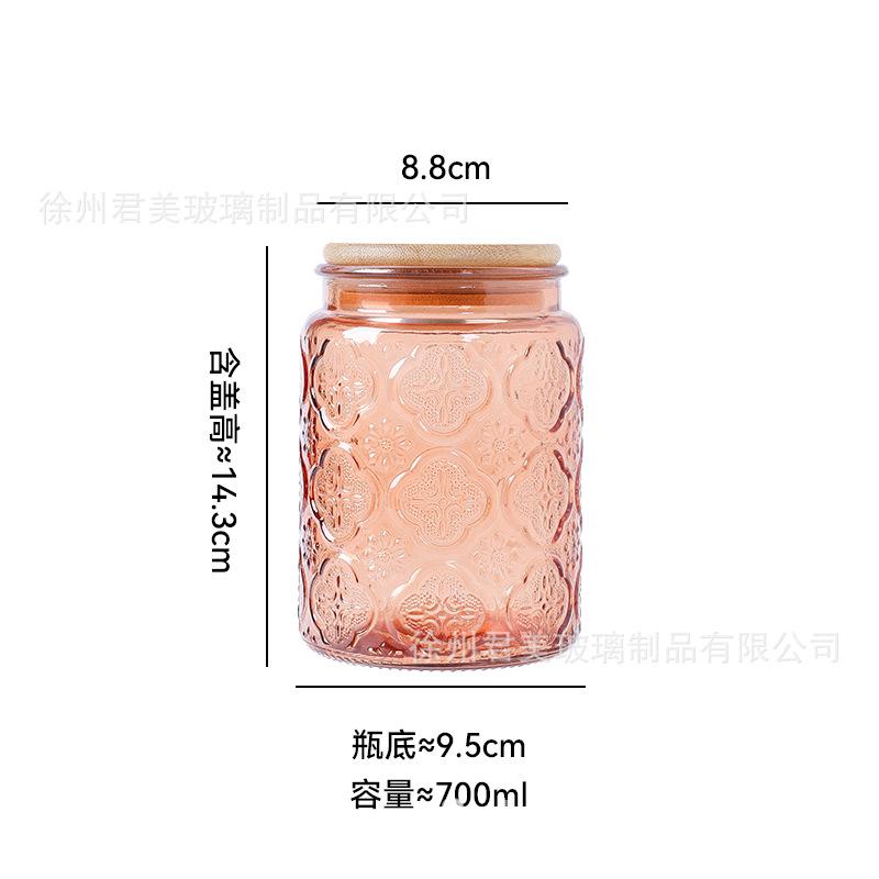 700ml tanque de almacenamiento de vidrio colorido begonia cocina casera granos de café té granos de granos latas de sellado al por mayor