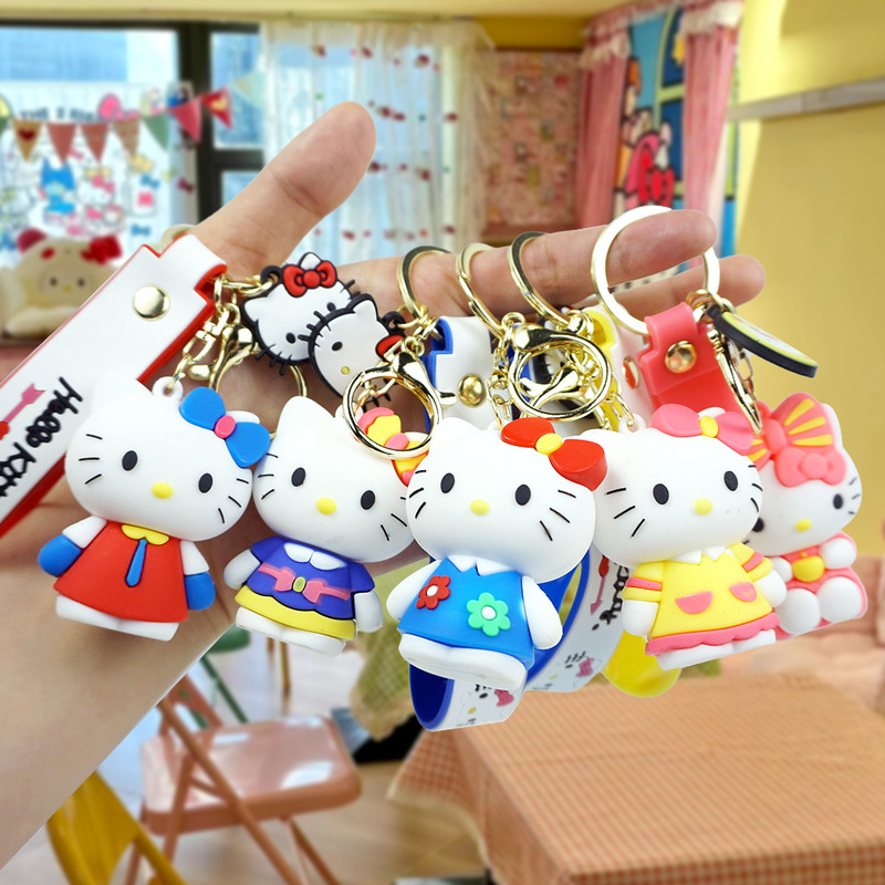 Net red new KT cat glue key chain cute disguise Hellokitty key doll bag pendant wholesale