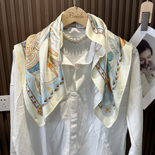 心形挽具24年新款真丝丝巾夏季高端斜纹大牌风70cm方巾高级感围巾