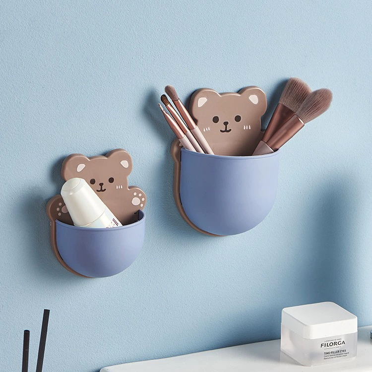 Настенный ящик для хранения бесшовный перфорированный милый кролик маленький желтый утенок медведь Школьные принадлежности ящик для хранения косметики